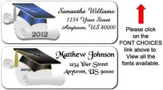 30 Graduation Cap & Scroll Custom Return Address Labels  