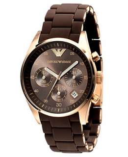 Emporio Armani Watch, Womens Brown Silicone Wrapped Gold Tone 