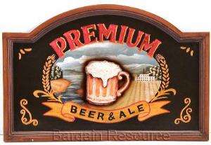 Wood Premium Beer and Ale Sign Board Bar Pub Signs  