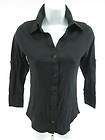ALTERNATIVE Black Cotton 3/4 Sleeve Button Up Knit Top Shirt Sz M 