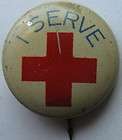 two vintage red cross pins buttons i serve american jr