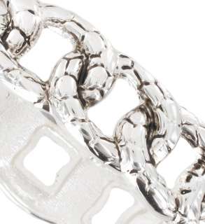 Silver Tone Link Look Animal Texture Cuff Clamp Bracelet  