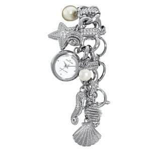   Crystal Silver Tone Charm Bracelet Watch Anne Klein Watches