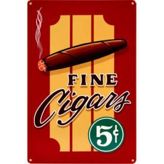Vintage Fine Cigars Metal Bar Sign   Vintage Tin Signs  