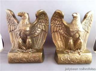 Vintage Pair of Brass Eagle Bookends  