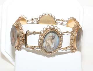 Vintage ~Rare~ 14K Gold Portrait Cameo Antique Bracelet  