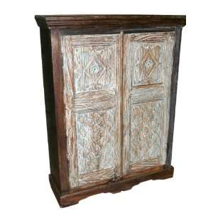  Antique India Furniture Hand Carved Armoire Cabinet Chest 
