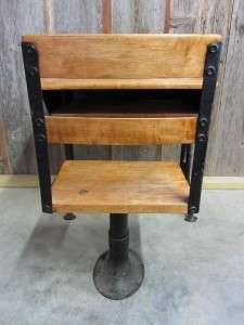 Vintage Iron & Wooden School Desk & Chair  Antique Table Stand Old 