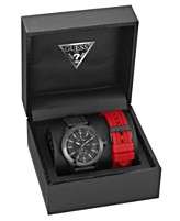 Guess Watch Set, Mens Black and Red Silicone Interchangeable Straps 