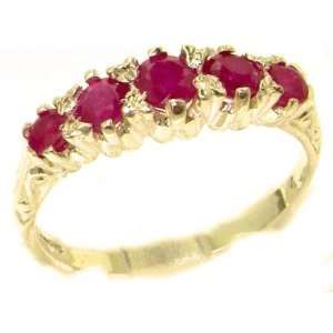  Antique Style Solid Yellow Gold Natural Ruby Ring with 