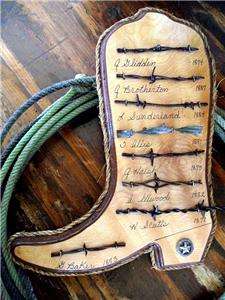 WESTERN TEXAS BOOT BARBED WIRE PLAQUE WOODEN DECOR  