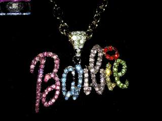 Nicki Minaj 2 BARBIE Iced Out Necklace Gold/Multi  