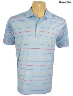 New Ben Hogan Golf Striped Performance Polo Shirt Ocean Blue Size XXL 