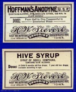 18 Antique ~ SIEVERT Drug Store DAVENPORT IOWA ~ Pharmacy Medicine 
