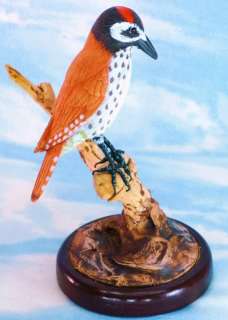 Woodpecker Bird Wood Hand Carved & Painted Carving NEW  
