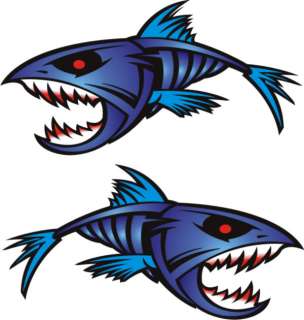 Blue Piranha boat graphics stickers fishing decals  