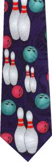 BOWLING BALLS AND PINS ALL OVER NEW NOVELTY TIE  