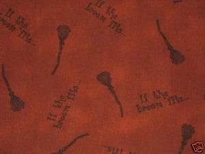 PRIMITIVE HONEY ME COTTON FABRIC ORANGE WITCH BROOMS 28  