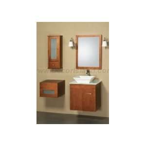 Mount Bathroom Vanity Set W/ Square Ceramic Vessel, Wood Framed Mirror 