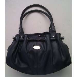  Braided Satchel Hobo Handbag Black Beauty