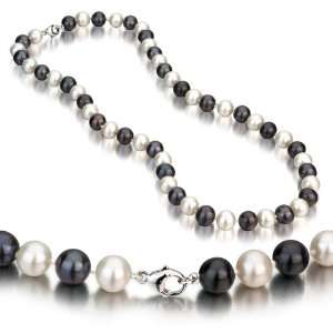   Black And White Freshwater Cultured Pearl Necklace AA+ Quality, 18