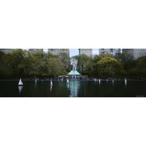  Toy Boats Floating on Water, Central Park, Manhattan, New 