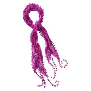 Mossimo Supply Co. Fuchsia Lace Scarf with Poms.Opens in a new window