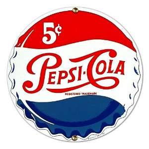 Pepsi Cola Bottle Cap Porcelain Sign Advertisement 