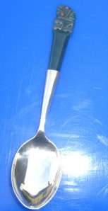   VERY RARE SOLID SILVER CHINESE CARVED JADE TEA SPOON 1902 JOHN H WYNN