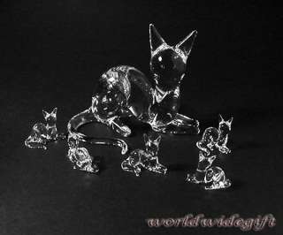 Blown Glass Art Figurine Crystal SIAMESE CAT ~ KITTY  