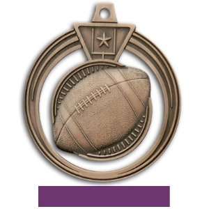   Football Medals BRONZE MEDAL/PURPLE RIBBON 2.5