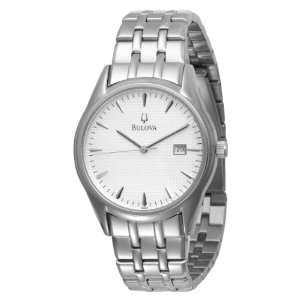   Bulova Mens 96B119 Bracelet Silver White Dial Watch Bulova Watches