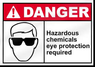 Hazardous Chemicals Eye Protection Required Sign  
