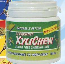 Xylichew Natural Xylitol CHEWING GUM SPEARMINT 100 PCS  
