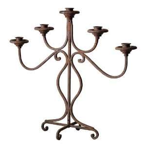   Vintage Look Aged Metal Candelabra with 5 Branches