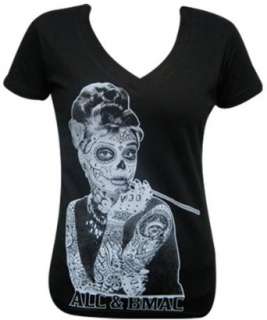   Death Mask by Jarad Bryant Day of the Dead Tattoo T Shirt: Clothing