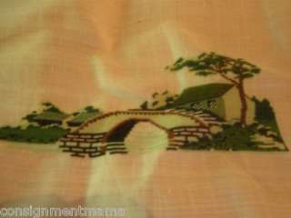 Asian Theme Cross Stitch Table Cloth Napkins Set Pagoda  
