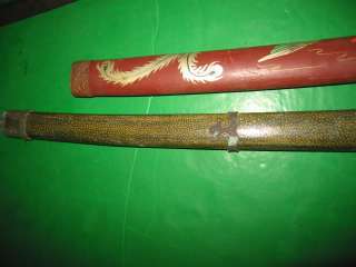 TWO (RED /GREEN )SAYA SYMBOL BEAD VINTAGE HANDMADE JAPANESE SWORD 