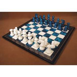  Blue and White Alabaster Chess Set 