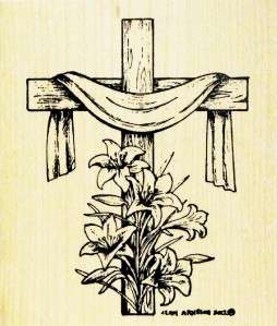 Northwoods Rubber Stamps Easter Cross Lilies Religious Card Making 