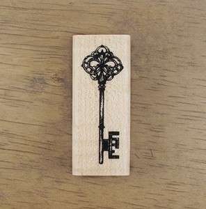 Decorative Stamps Collage Antique Key Rubber Stamp  