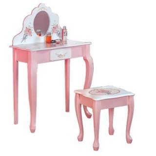 Kids Vanity Table and Stool   Pink/ White.Opens in a new window