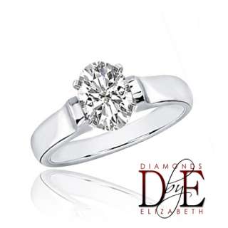 Diamond Solitaire Ring 1.25ct Oval Cut 14K Gold Simple  