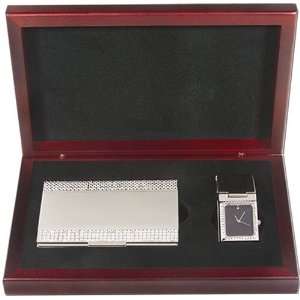   Crystal Metal Card Holder with Watch Money Clip Set