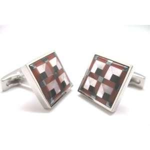   Italy Cut Stone Diagonals Cufflinks Cuff Links Designer C1 Jewelry