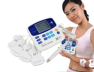 XFT 32 LCD Screen Electrical Stimulator & Massage Cream Combo (White 