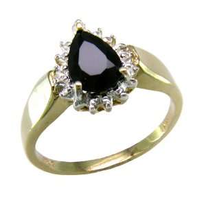  Diamond and Black Onyx Pear Shaped Ring (SZ 10) Jewelry
