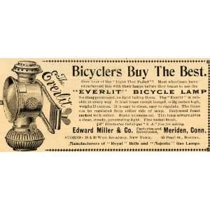  1899 Ad Edward Miller Everlit Bicycle Lamp Lighting 