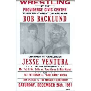  Wrestling Bob Backlund vs Jesse Ventura 14 x 22 Vintage 