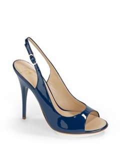 Giuseppe Zanotti   Patent Leather Slingback Sandals/Navy